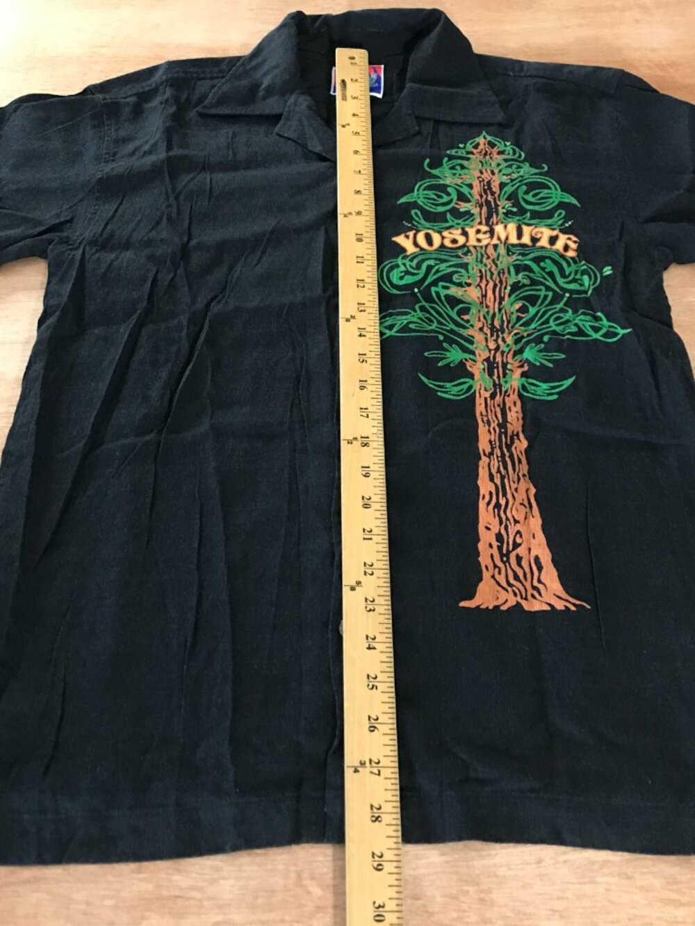 D'em Crazy Shirt Men M Green Yosemite Tree Button Up Short Sleeve Collared 19008 - Picture 5 of 10
